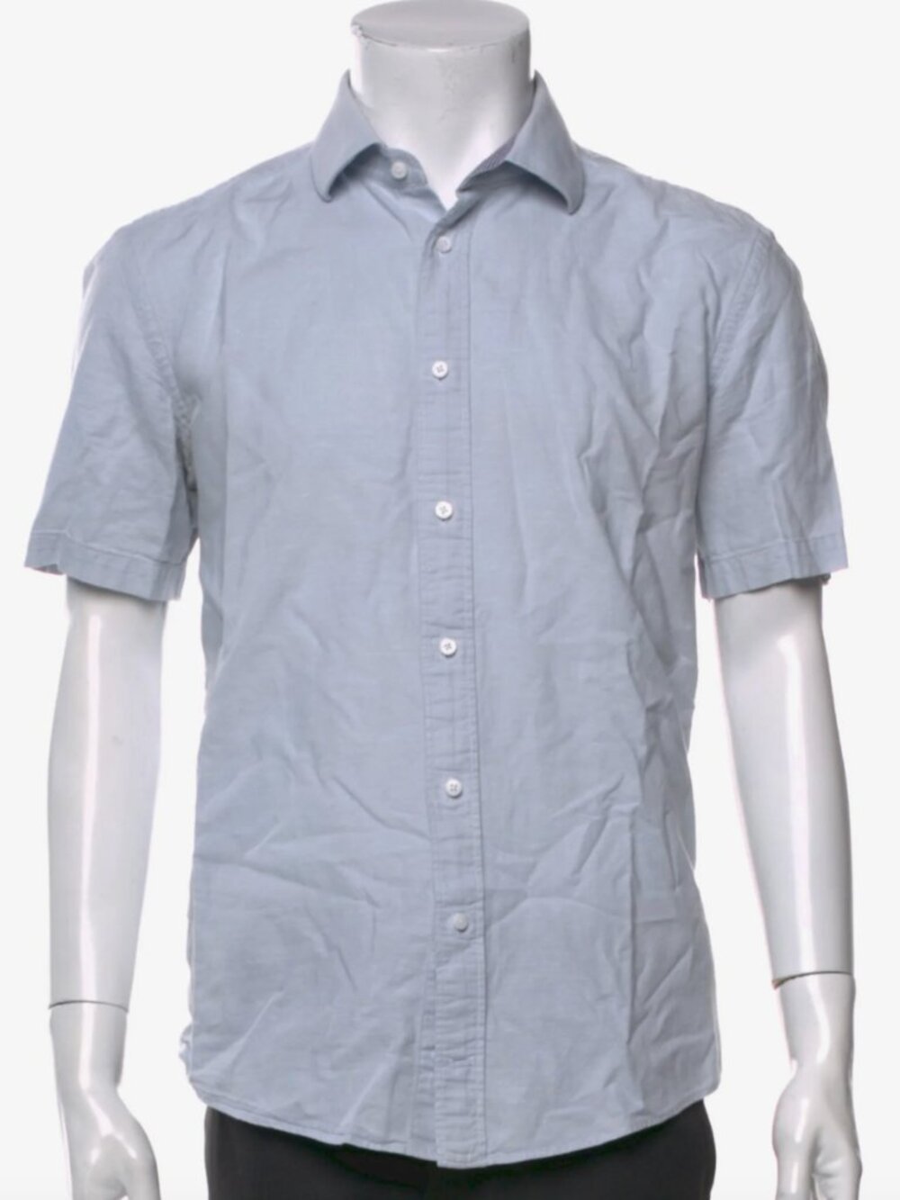 INDOCHINO Sudbury Cotton Pale Blue Short-Sleeve Button-Down Custom Linen Shirt